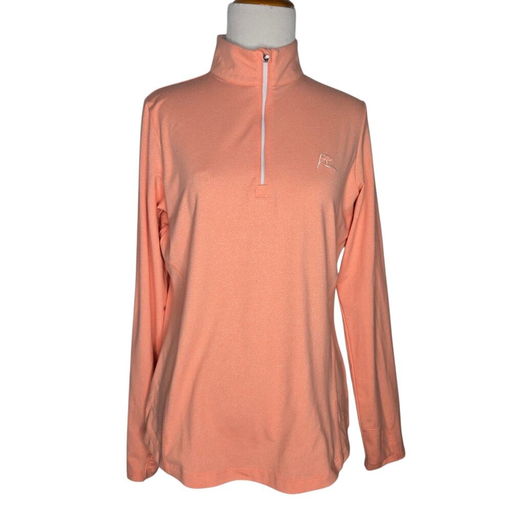 Rhoback Womens Heather Performance Q Zip Salmon Golf Long Sleeve Stretch Small